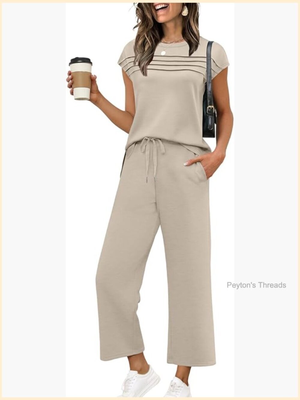 Two Piece Sets for Women Cap Sleeve Lounge Wide Leg Pants Travel Outfits